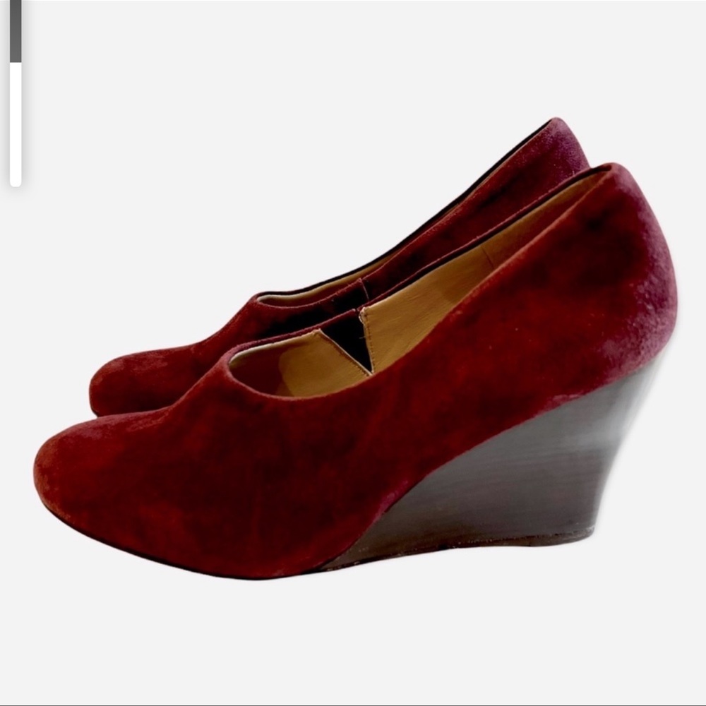 Eileen Fisher Burgundy/Maroon/Wine Color Suede Wedge Heel Sz 8.5.